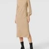 Esprit Midikleid Mit Geripptem Stehkragen - Sand
