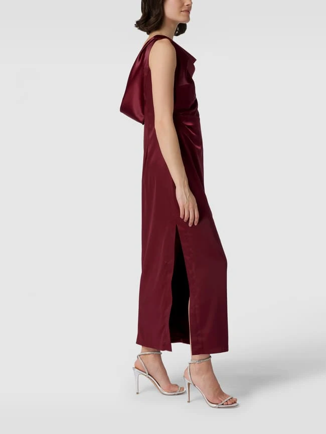 Paradi Abendkleid Mit Wasserfall-Ausschnitt - Bordeaux Rot – Bild 4