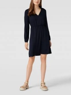 Armedangels Knielanges Kleid Mit V-Ausschnitt Modell 'Desiraa' - Marineblau