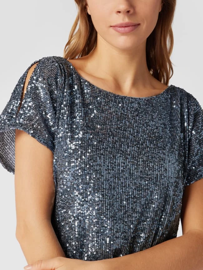 Swing Cocktailkleid Mit Paillettenbesatz - Bleu – Bild 3
