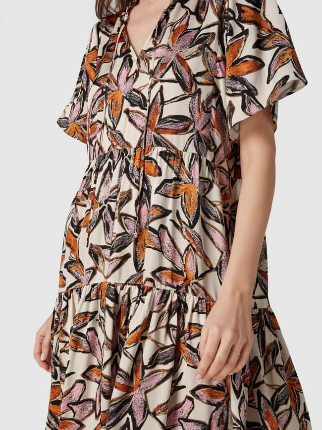 BOSS Casualwear Knielanges Kleid Mit Floralem Muster - Offwhite – Bild 3