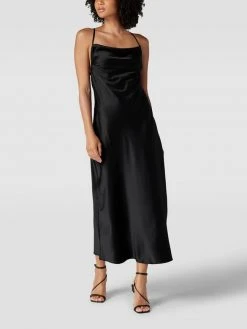 Paradi Knielanges Cocktailkleid Mit Wasserfall-Ausschnitt - Schwarz