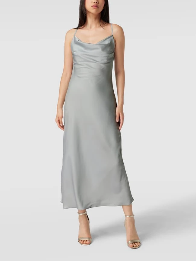 Paradi Knielanges Cocktailkleid Mit Wasserfall-Ausschnitt - Silber – Bild 4