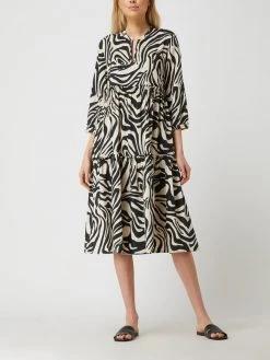 Tonno & Panna Midikleid Mit Allover-Muster Modell 'Lala' - Schwarz