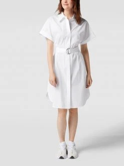 BOSS Blusenkleid In Knielänge Mit Taillengürtel Modell 'Dashile' - Weiß