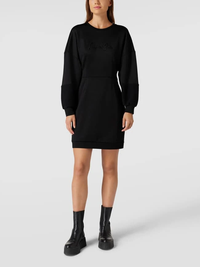 LIU JO SPORT Knielanges Sweatkleid Mit Label-Stitching - Schwarz