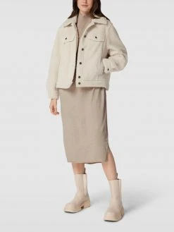 Mango Kleid Mit Geripptem Stehkragen Modell 'VIEIRA' - Hellgrau