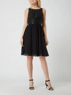 Luxuar Cocktailkleid Mit Strasssteinen - Schwarz