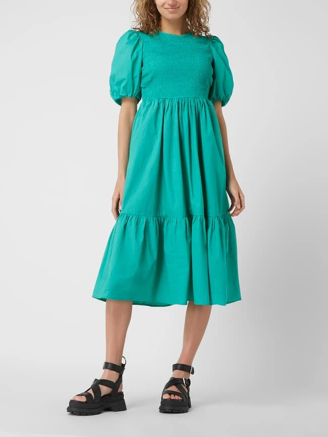 Only Kleid Mit Gesmoktem Einsatz Modell 'Lesley' - Grün