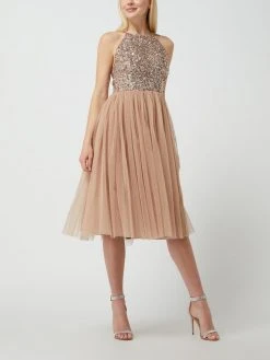 MAYA DELUXE Cocktailkleid Mit Pailletten - Taupe