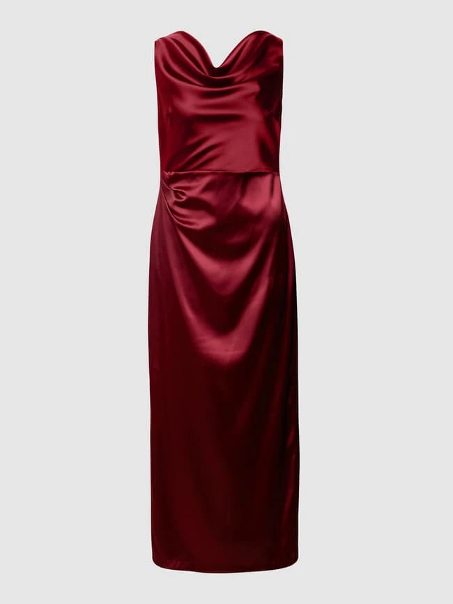 Paradi Abendkleid Mit Wasserfall-Ausschnitt - Bordeaux Rot – Bild 2