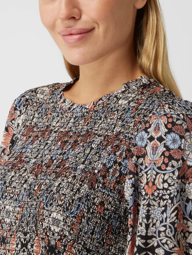 Kaffe Midikleid Mit Millefleurs Modell 'Katiana' - Gesmokt - Schwarz – Bild 3