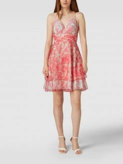 V.M. Cocktailkleid Mit Floralem Muster - Hellrot