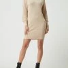 Edc By Esprit Strickkleid Mit Rollkragen - Beige