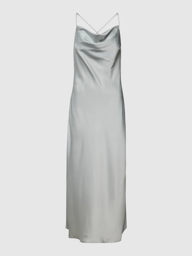 Paradi Knielanges Cocktailkleid Mit Wasserfall-Ausschnitt - Silber – Bild 2