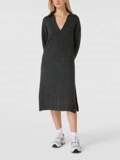 REVIEW Strickkleid Mit V-Ausschnitt - Anthrazit Meliert