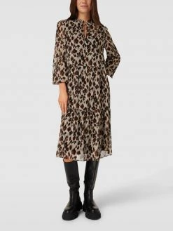 Jake*s Collection Midikleid Mit Animal-Print - Beige