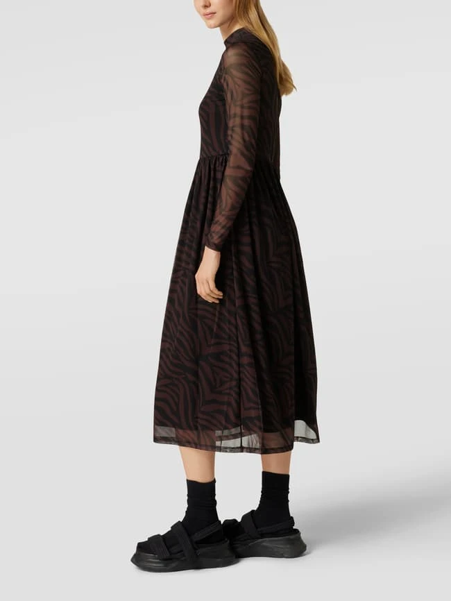 NA-KD Midikleid Mit Stehkragen Modell 'Longsleeve Mesh Dress' - Mittelbraun – Bild 4