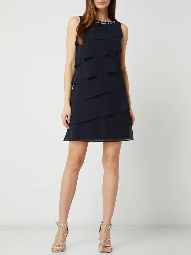 Christian Berg Cocktail Cocktailkleid Im Stufen-Look - Marineblau Meliert