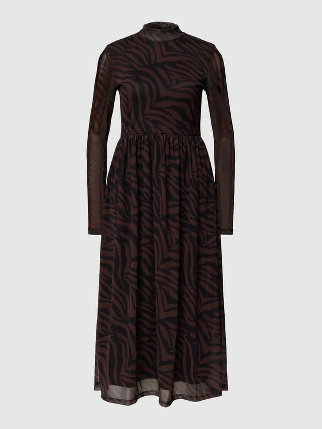 NA-KD Midikleid Mit Stehkragen Modell 'Longsleeve Mesh Dress' - Mittelbraun – Bild 2