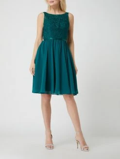 Luxuar Cocktailkleid Mit Strasssteinen - Dunkelgrün