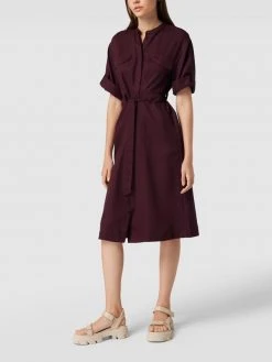 Armedangels Hemdblusenkleid Mit Strukturmuster Modell 'Aamrei' - Bordeaux Rot