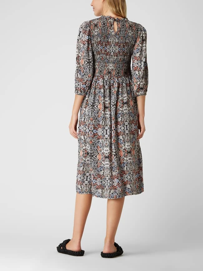 Kaffe Midikleid Mit Millefleurs Modell 'Katiana' - Gesmokt - Schwarz – Bild 4