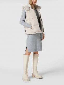 Pieces Knielanges Kleid In Strick-Optik Modell 'Cava' - Hellgrau Meliert