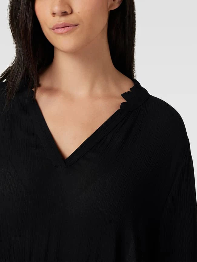 KAFFE Curve PLUS SIZE Midikleid Aus Viskose Mit V-Ausschnitt - Schwarz – Bild 3