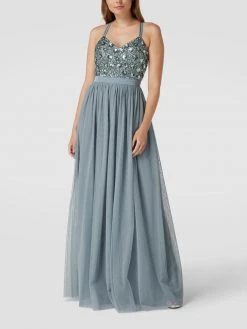 Jake*s Cocktail Abendkleid Mit Paillettenbesatz - Ozean Blau