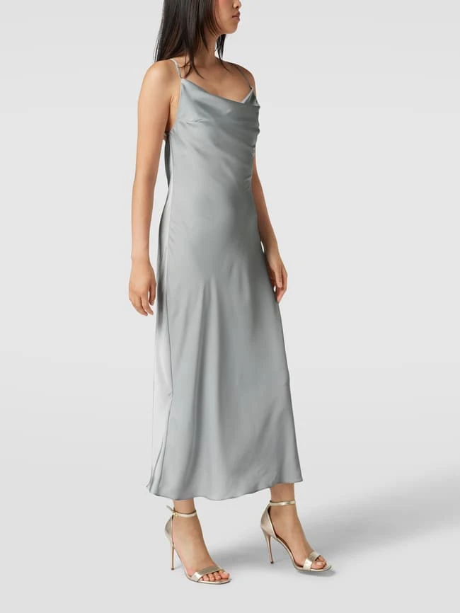 Paradi Knielanges Cocktailkleid Mit Wasserfall-Ausschnitt - Silber