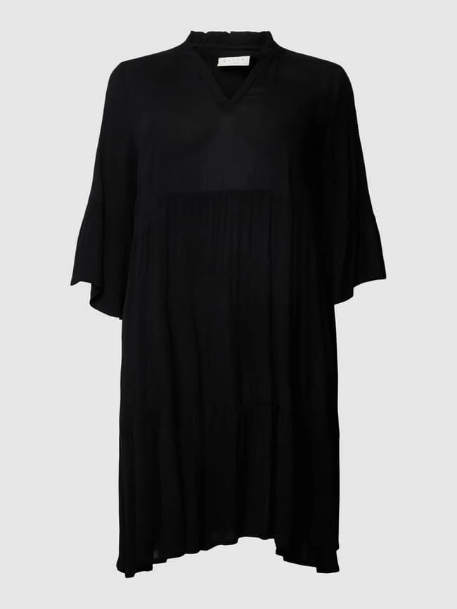 KAFFE Curve PLUS SIZE Midikleid Aus Viskose Mit V-Ausschnitt - Schwarz – Bild 2