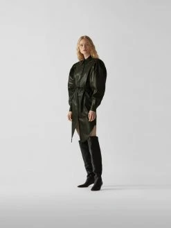 Designers Remix Blusenkleid Mit Ballonärmeln - Olivgrün