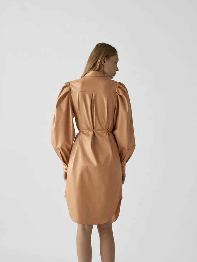Designers Remix Blusenkleid Mit Ballonärmeln - Camel – Bild 5