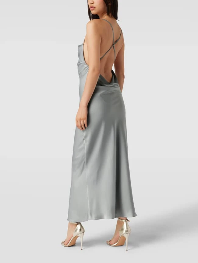 Paradi Knielanges Cocktailkleid Mit Wasserfall-Ausschnitt - Silber – Bild 5