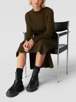Marc O'Polo Denim Midikleid In Strick-Optik - Khaki