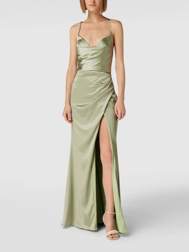 Luxuar Abendkleid Mit Wasserfall-Ausschnitt - Mint